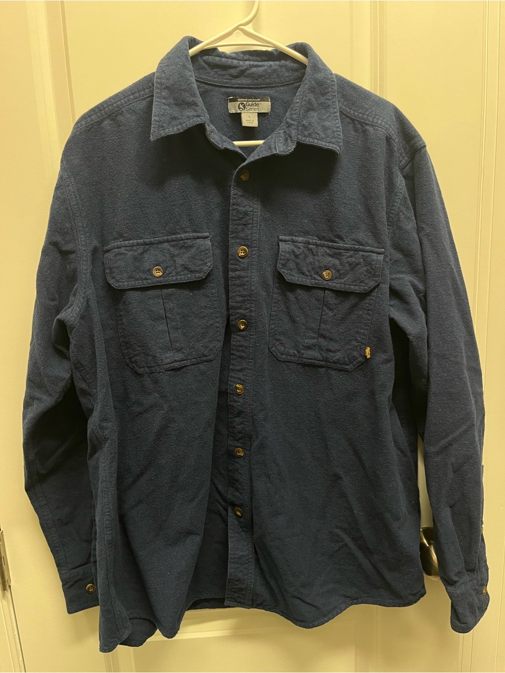 Gander Mountain Guide Series Navy Blue  Cotton Flannel Long sleeve shirt mens L